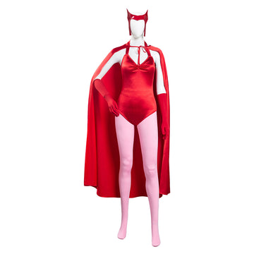 Wanda Vision Scarlet Witch Wanda Maximoff Halloween Carnival Suit Cosplay Costume Women Jumpsuit Outfits